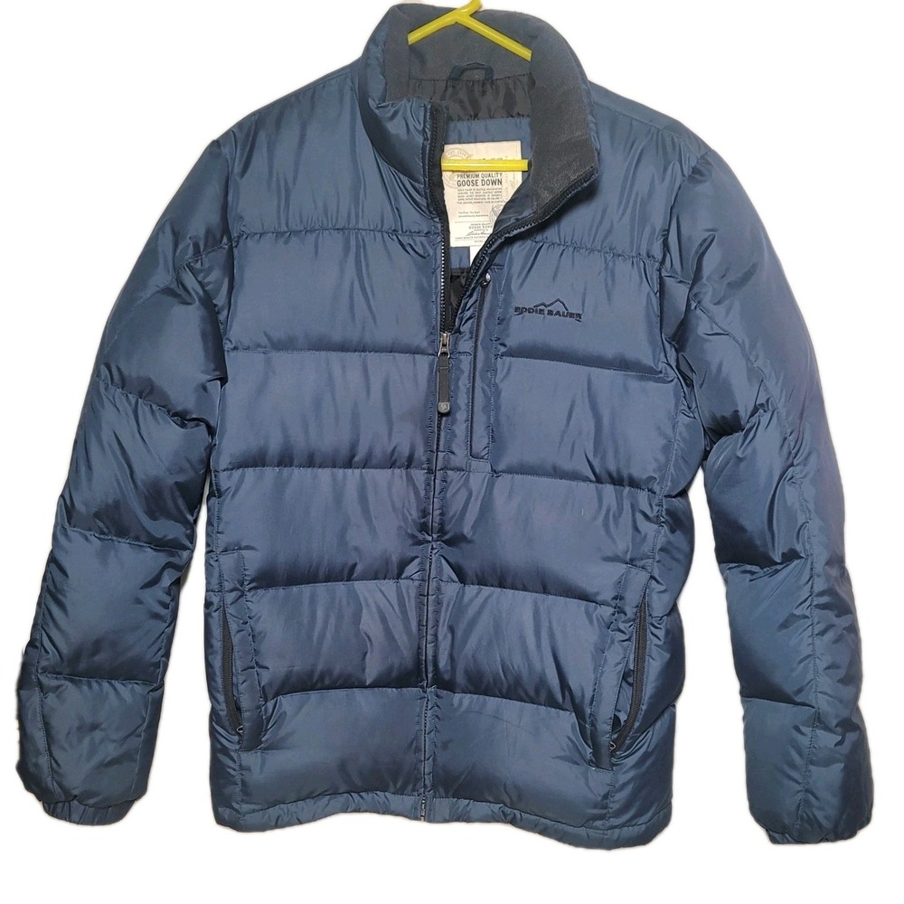 Eddie Bauer Jacket Mens Small Blue Premium Quality Goose Down Puffer Coat Warm